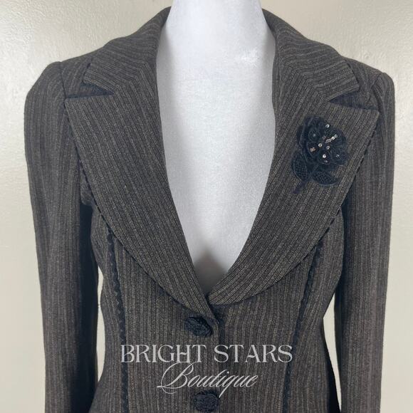 Extremely Rare Blazer Jacket ASO Lorelai Gilmore Girls Applique Flower Brown - Picture 7 of 12